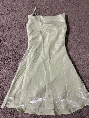 Princess Polly  Sleeveless Light Green Satin A-Line Dress